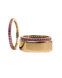 Smart Ring Amethyst CZ Band Set of 2