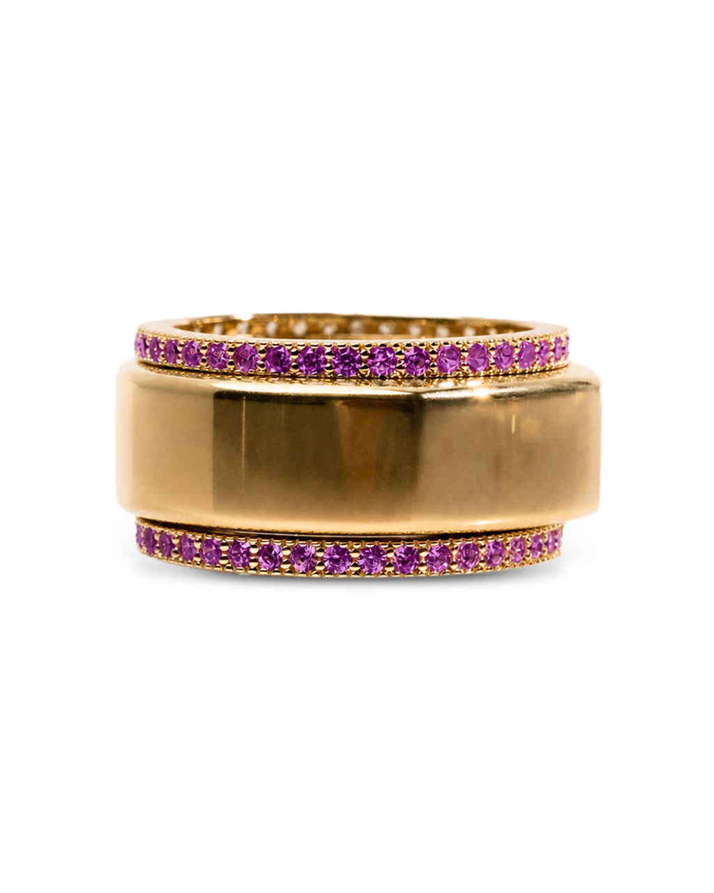 Smart Ring Amethyst CZ Band Set of 2