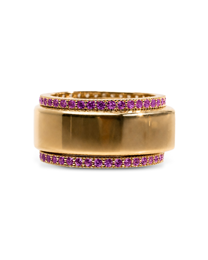 Smart Ring Amethyst CZ Band Set of 2