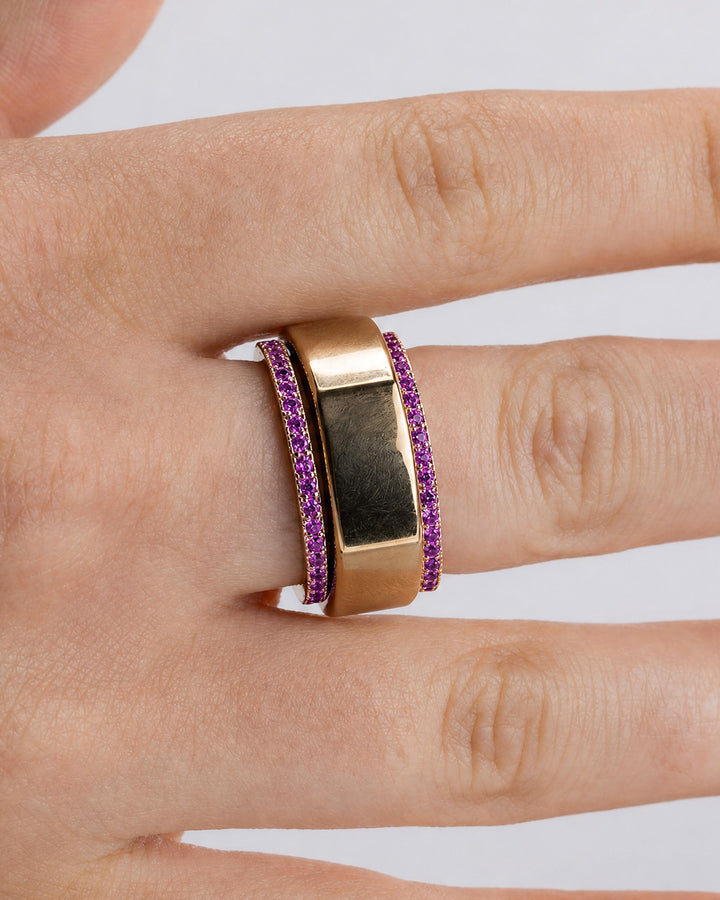 Smart Ring Amethyst CZ Band Set of 2