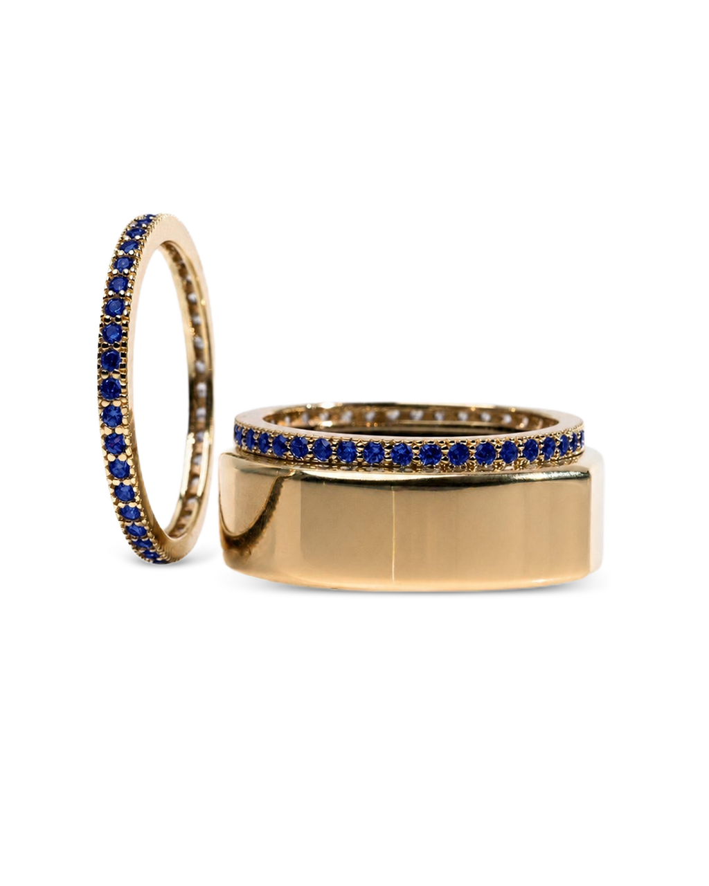 Smart Ring Sapphire CZ Band Set of 2
