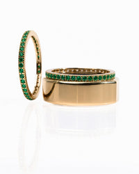 Smart Ring Emerald CZ Band Set of 2