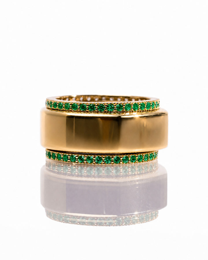 Smart Ring Emerald CZ Band Set of 2