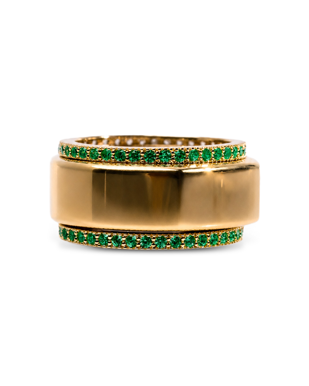 Smart Ring Emerald CZ Band Set of 2