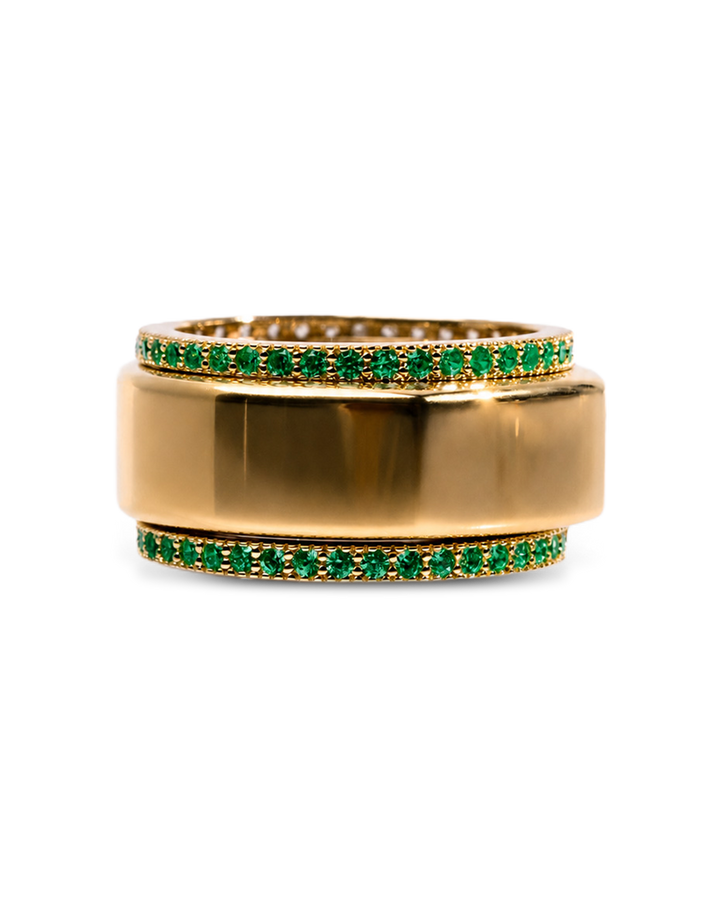 Smart Ring Emerald CZ Band Set of 2