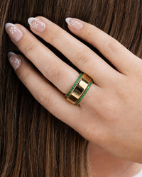 Smart Ring Emerald CZ Band Set of 2