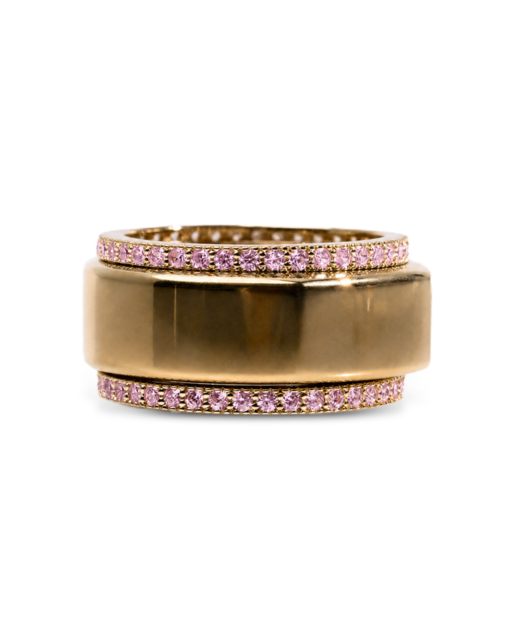 Smart Ring Pink CZ Band Set of 2