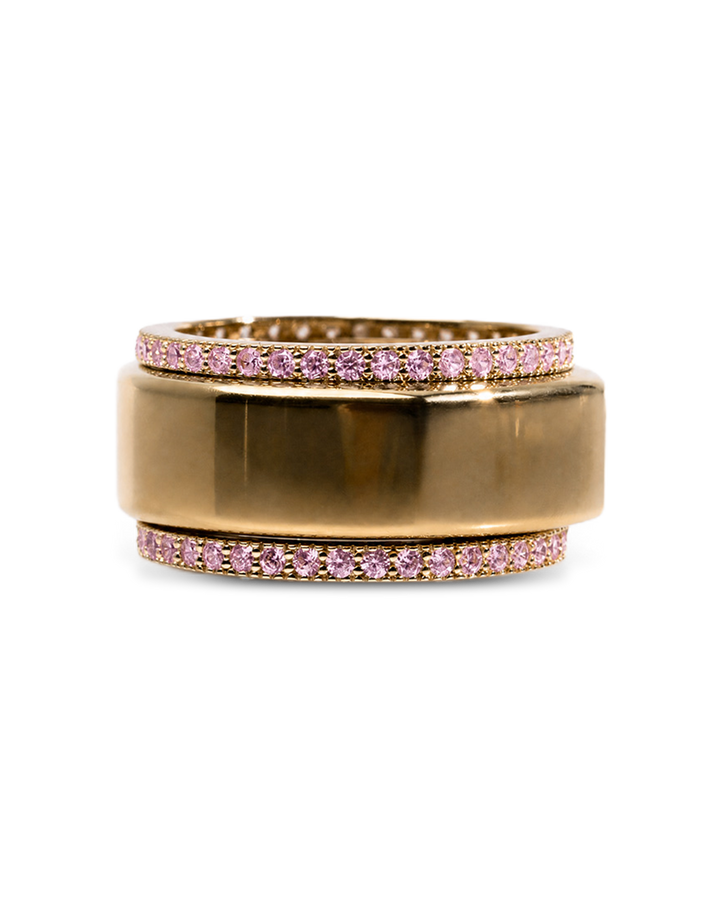 Smart Ring Pink CZ Band Set of 2