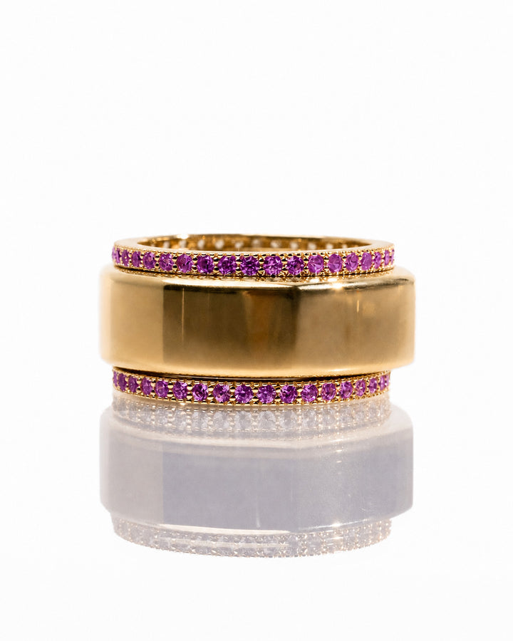 Smart Ring Amethyst CZ Band Set of 2