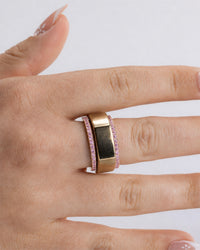 Smart Ring Pink CZ Band Set of 2