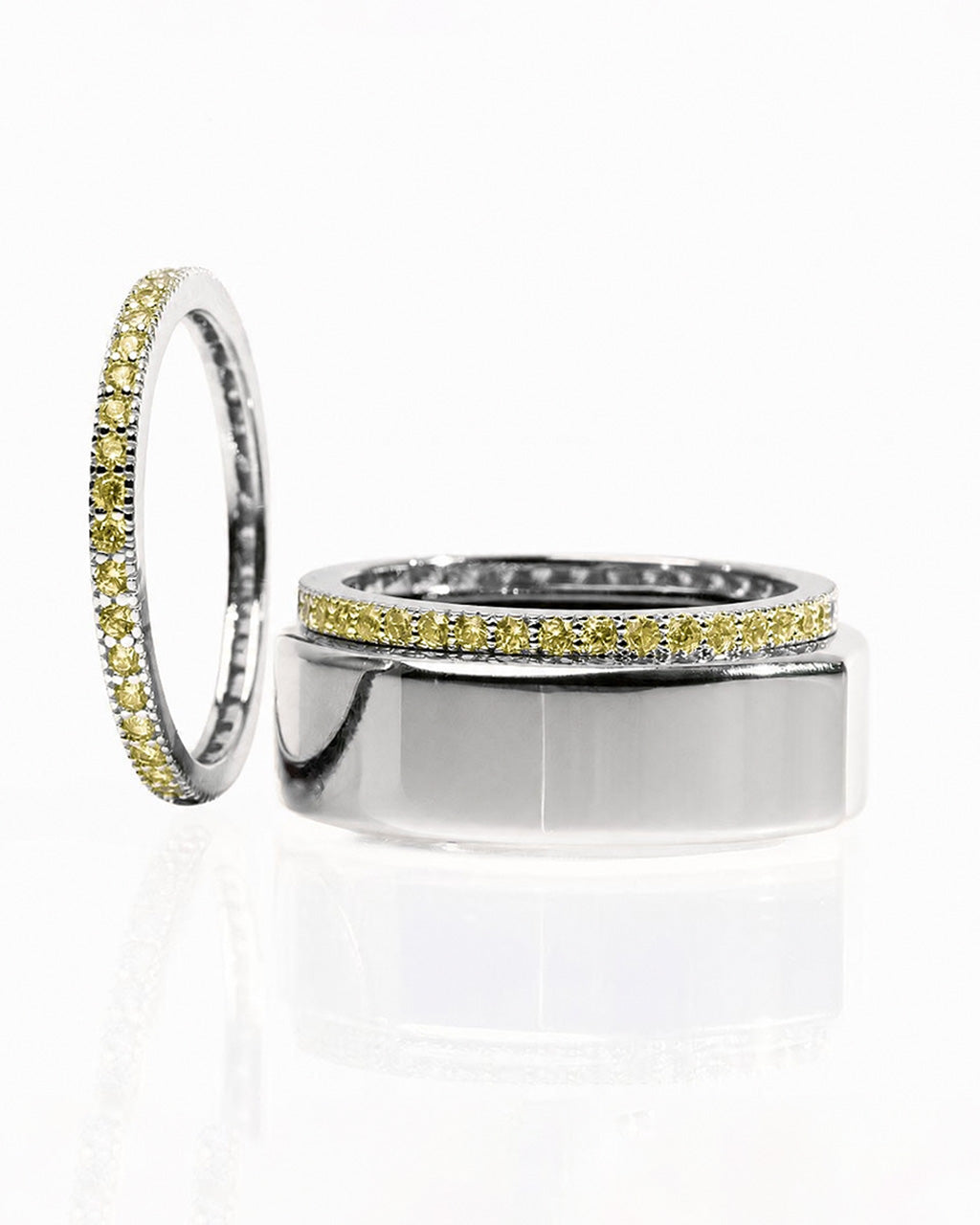 Smart Ring Canary CZ Band Set of 2