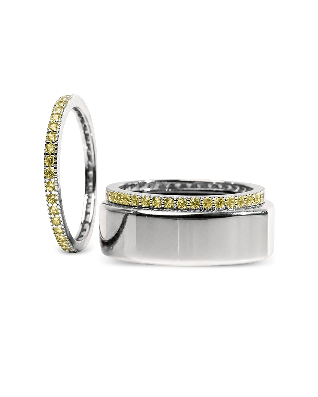 Smart Ring Canary CZ Band Set of 2