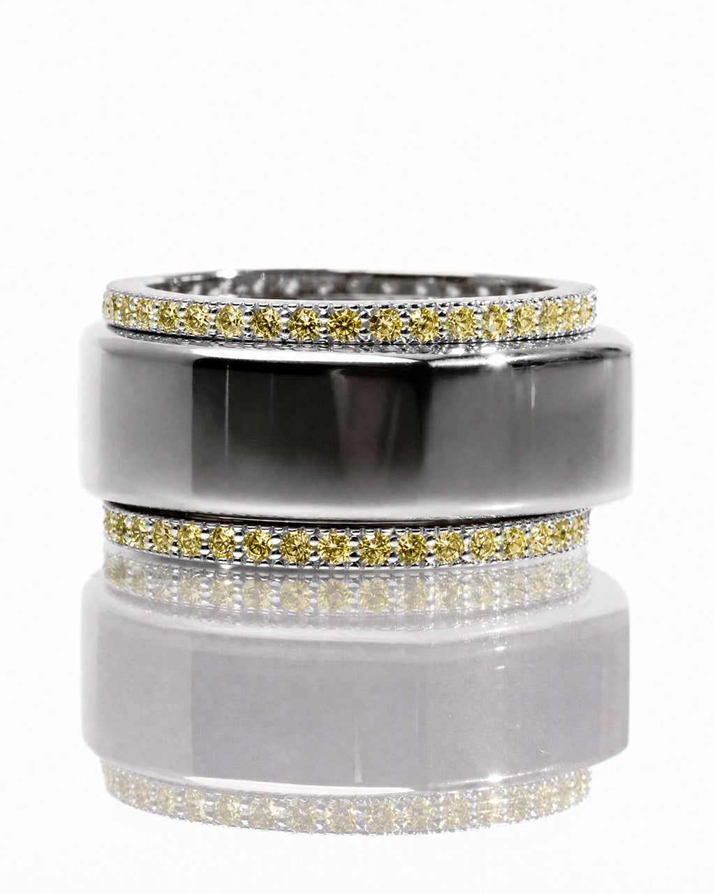 Smart Ring Canary CZ Band Set of 2
