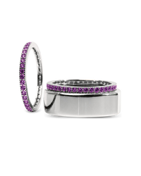 Smart Ring Amethyst CZ Band Set of 2