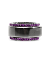 Smart Ring Amethyst CZ Band Set of 2