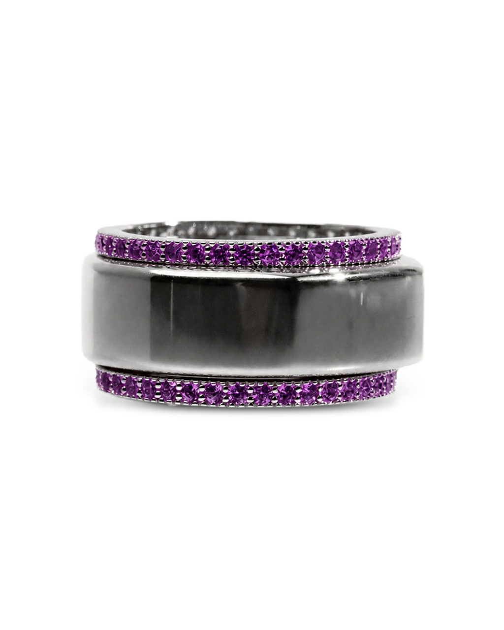 Smart Ring Amethyst CZ Band Set of 2