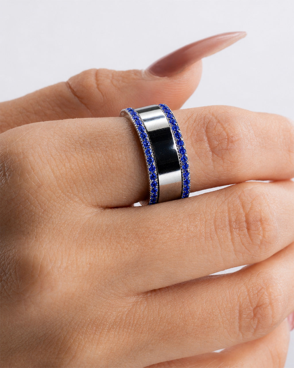 Smart Ring Sapphire CZ Band Set of 2