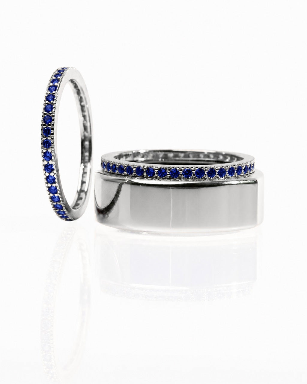 Smart Ring Sapphire CZ Band Set of 2