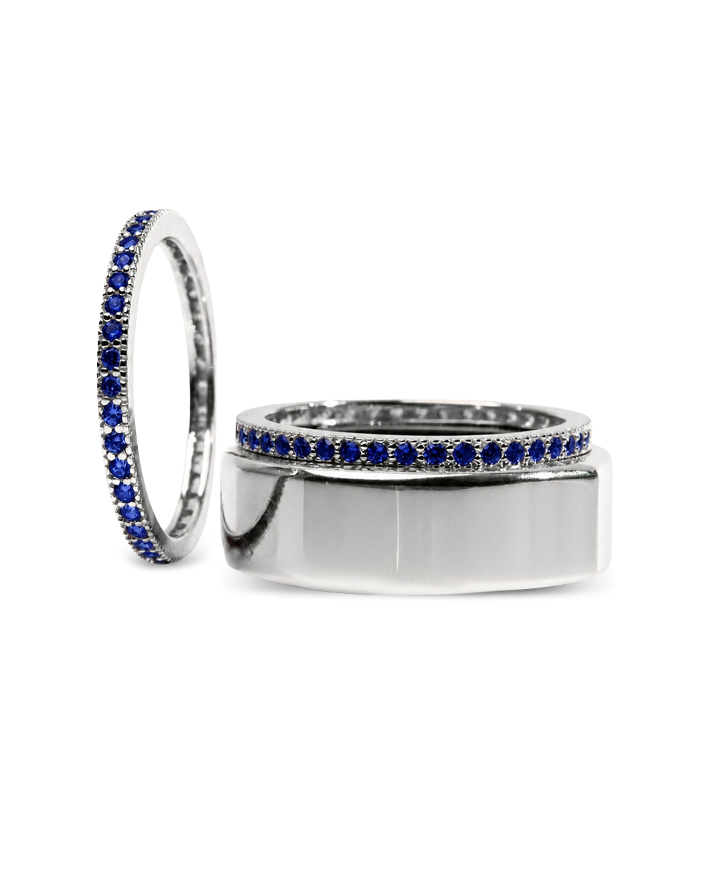 Smart Ring Sapphire CZ Band Set of 2