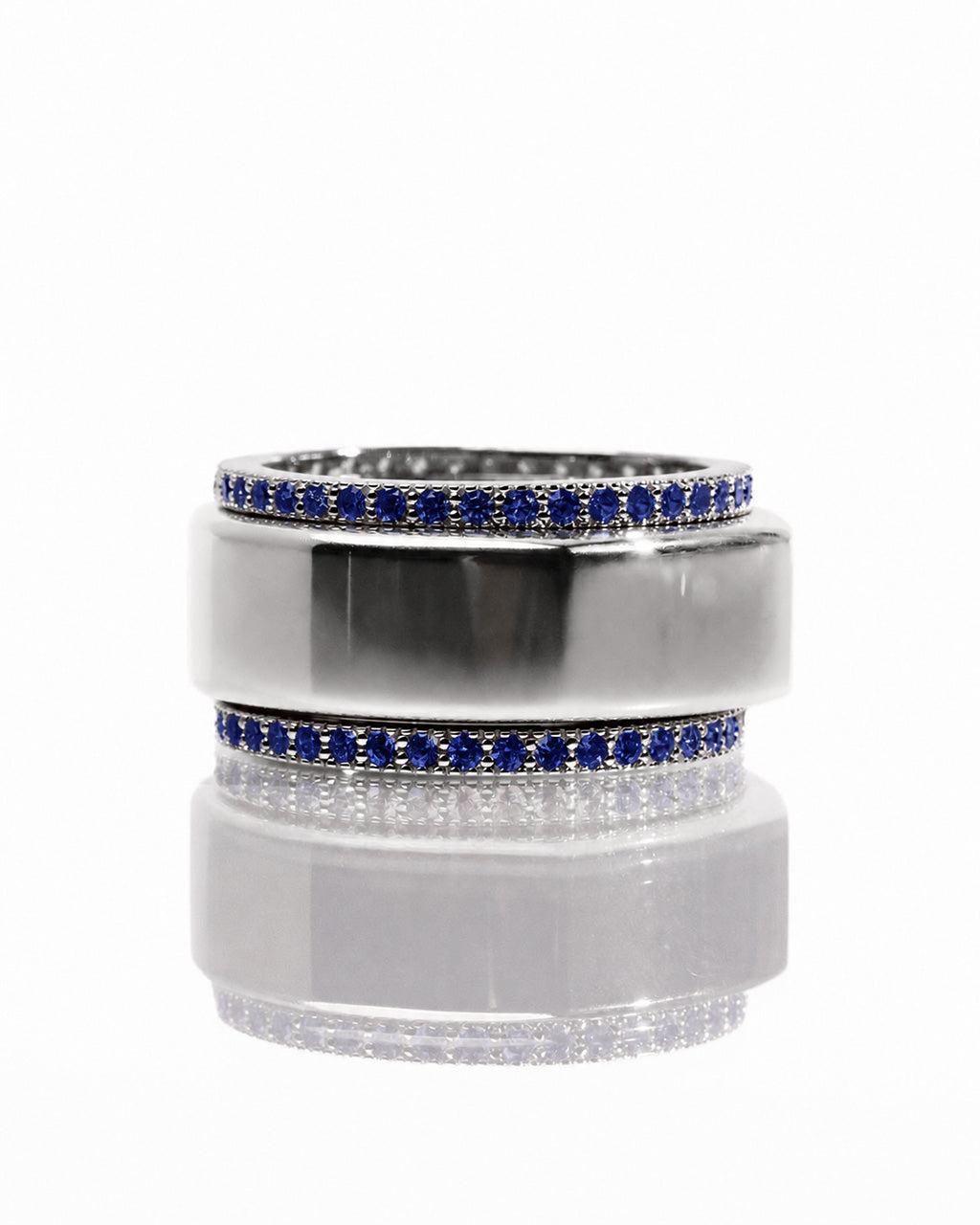 Smart Ring Sapphire CZ Band Set of 2