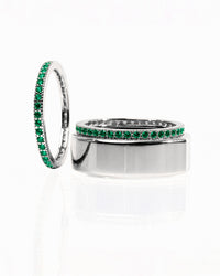 Smart Ring Emerald CZ Band Set of 2