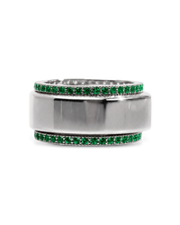 Smart Ring Emerald CZ Band Set of 2