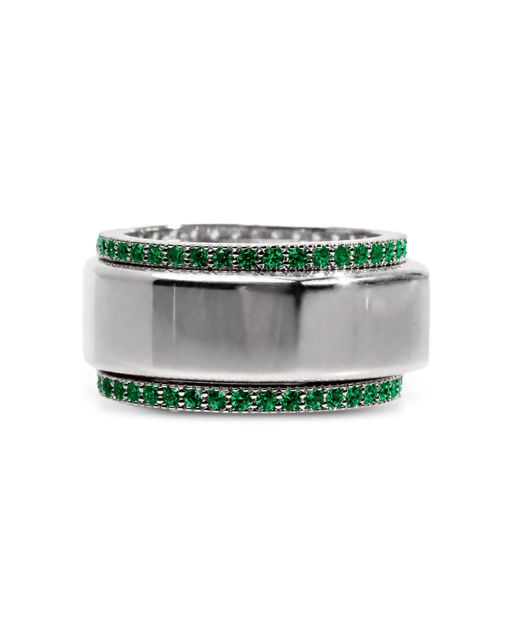 Smart Ring Emerald CZ Band Set of 2