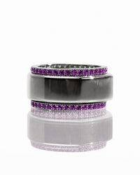 Smart Ring Amethyst CZ Band Set of 2