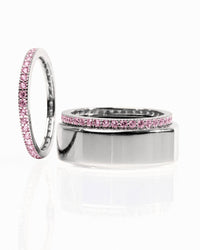 Smart Ring Pink CZ Band Set of 2