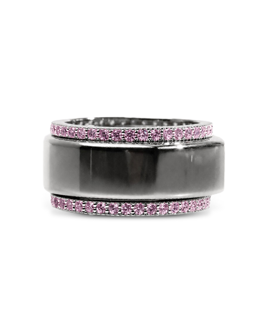Smart Ring Pink CZ Band Set of 2