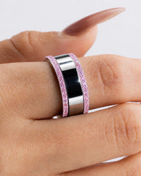 Smart Ring Pink CZ Band Set of 2