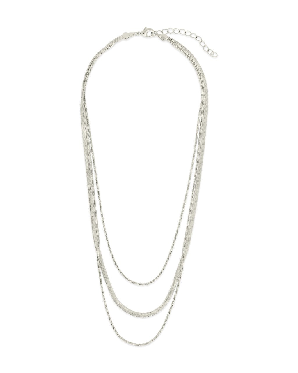 Everly Layered Herringbone Chain Necklace - Sterling Forever