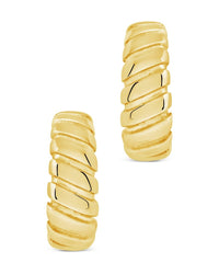 Ribbed Textured Huggie Hoop Earrings - Sterling Forever