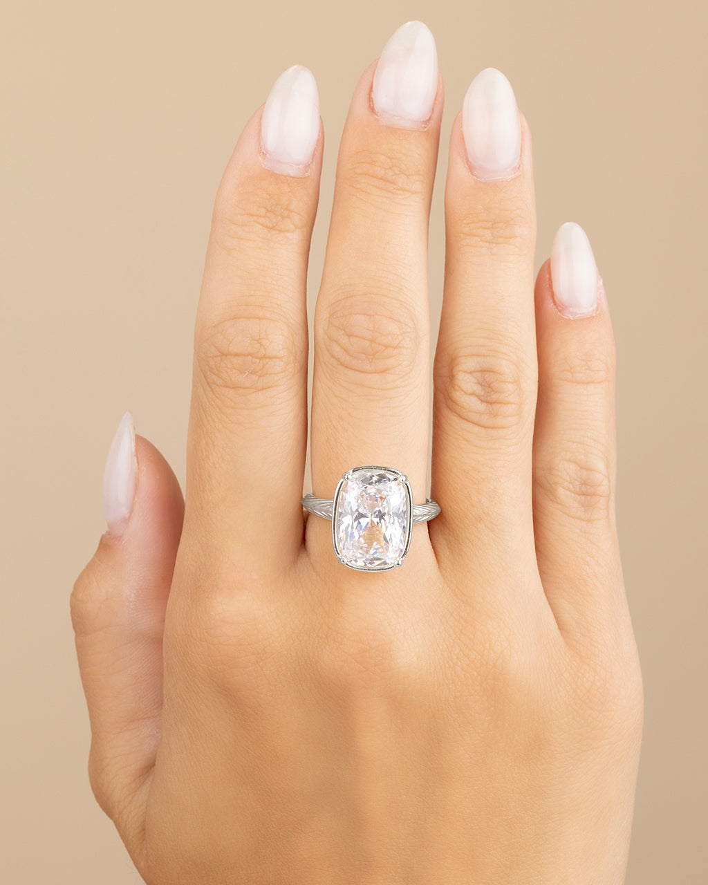 Sterling Silver Elongated Cushion Cocktail Ring