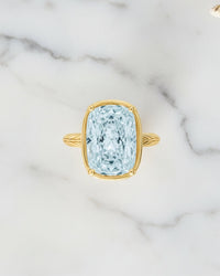 Sterling Silver Elongated Cushion Aquamarine CZ Cocktail Ring - Sterling Forever
