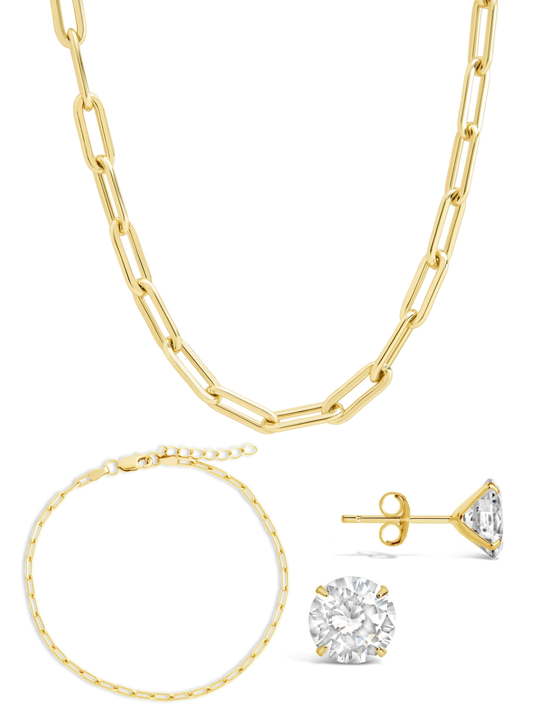 Sterling Silver Paperclip & Everyday Studs Jewelry Bundle