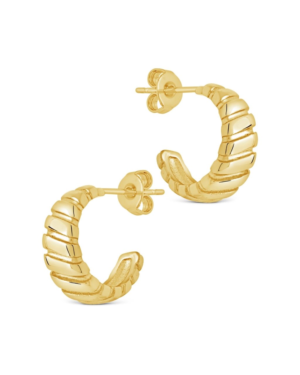 Ribbed Textured Huggie Hoop Earrings - Sterling Forever