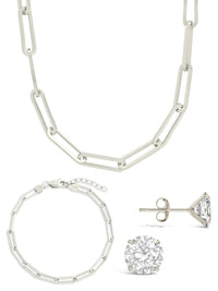 Sterling Silver Paperclip & Everyday Studs Jewelry Bundle - Sterling Forever