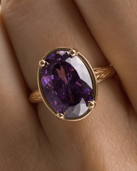 Sterling Silver Oval Cut Amethyst CZ Cocktail Ring - Sterling Forever