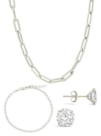 Sterling Silver Paperclip & Everyday Studs Jewelry Bundle - Sterling Forever