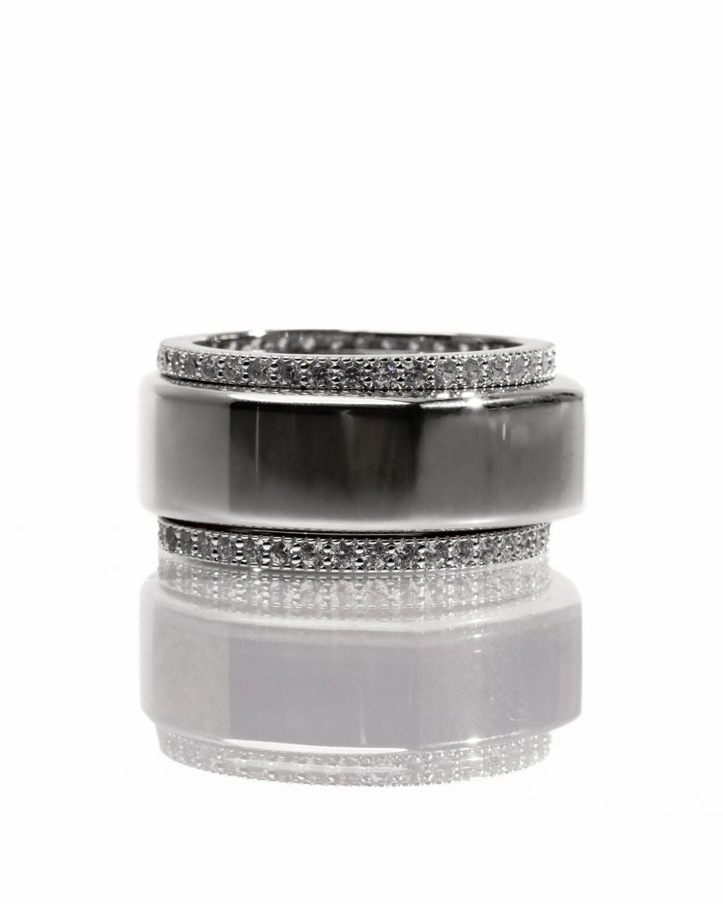 Smart Ring CZ Band Set of 2