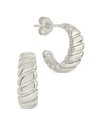 Ribbed Textured Huggie Hoop Earrings - Sterling Forever