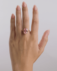 Sterling Silver Oval Cut Pink Sapphire CZ Cocktail Ring - Sterling Forever