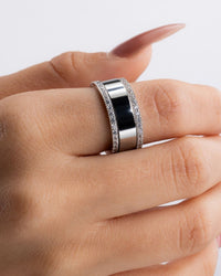 Smart Ring CZ Band Set of 2