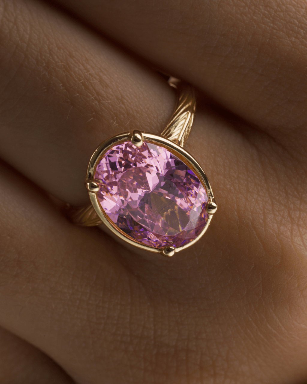 Sterling Silver Oval Cut Pink Sapphire CZ Cocktail Ring - Sterling Forever