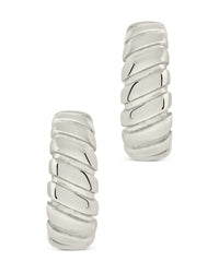 Ribbed Textured Huggie Hoop Earrings - Sterling Forever