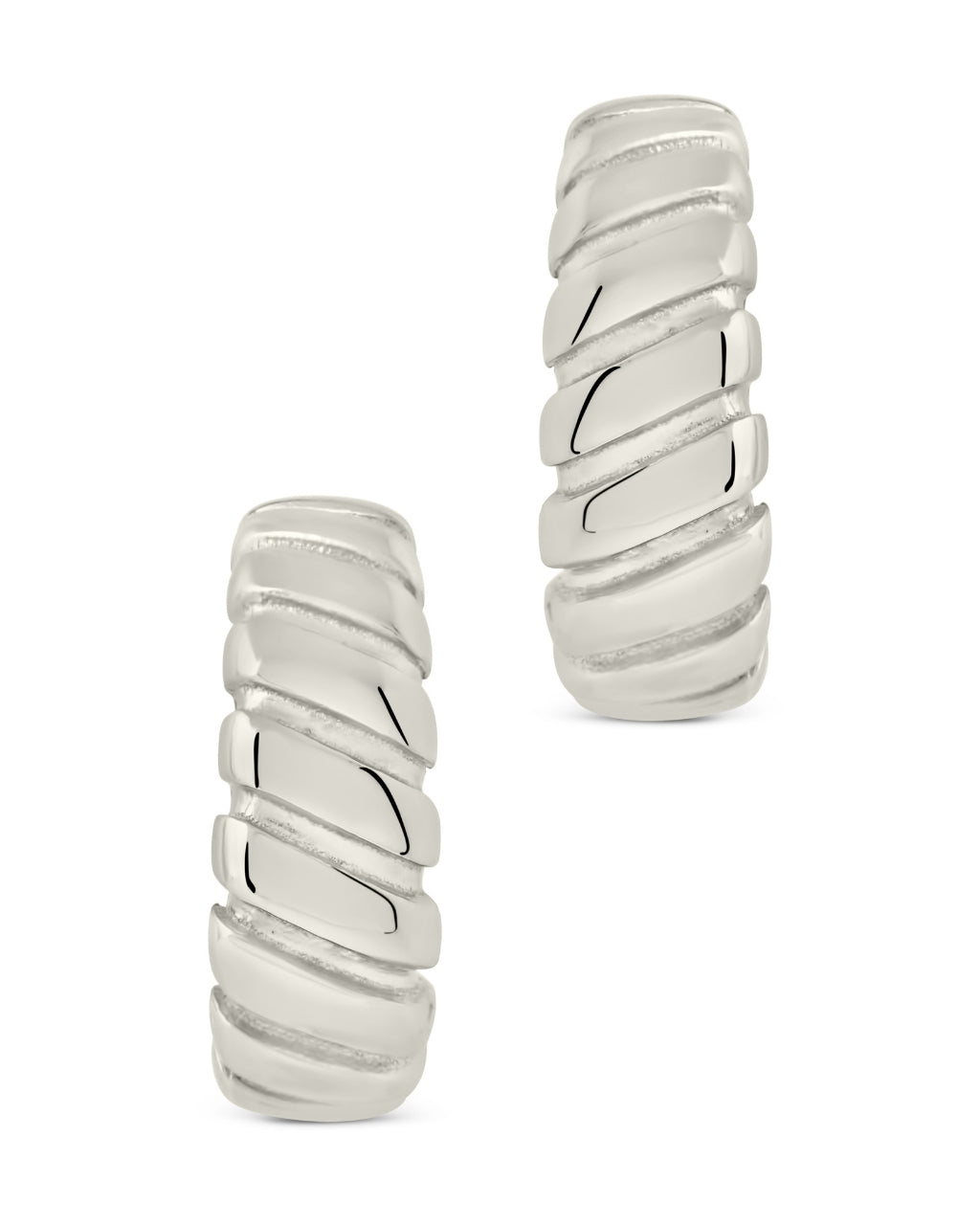 Ribbed Textured Huggie Hoop Earrings - Sterling Forever