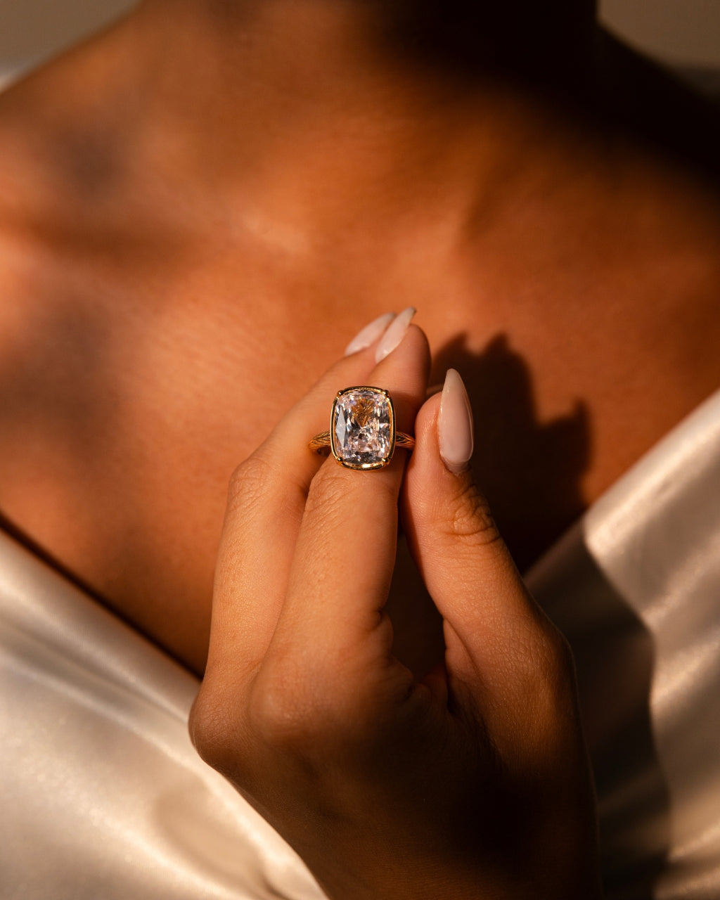 Sterling Silver Elongated Cushion Cocktail Ring