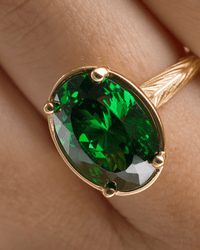 Sterling Silver Oval Cut Emerald CZ Cocktail Ring - Sterling Forever