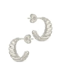 Ribbed Textured Huggie Hoop Earrings - Sterling Forever